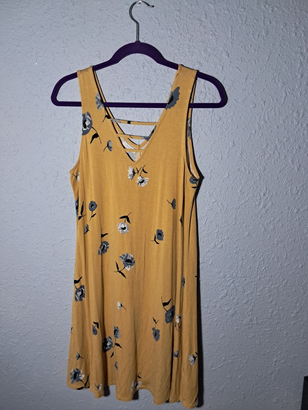 Maurices Yellow Floral Strappy Mini Dress